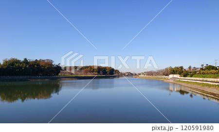 茨城県古河市の東山田調節池 120591980