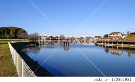 茨城県古河市の東山田調節池 120591981