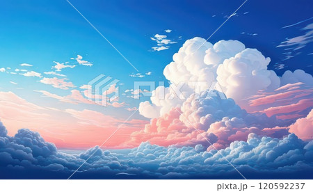 《AI画像》夏の夕焼けと入道雲 120592237