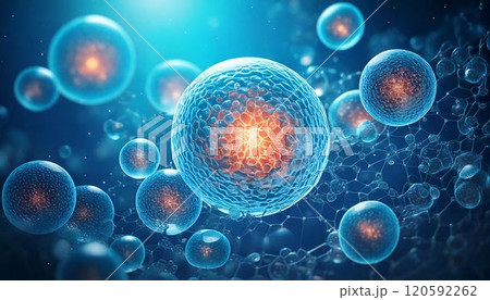 体内の幹細胞が自己複製して増殖したイメージの3DCGイラスト   医療系素材 120592262
