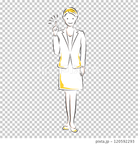 Illustration of a businesswoman's pose with an idea 120592293