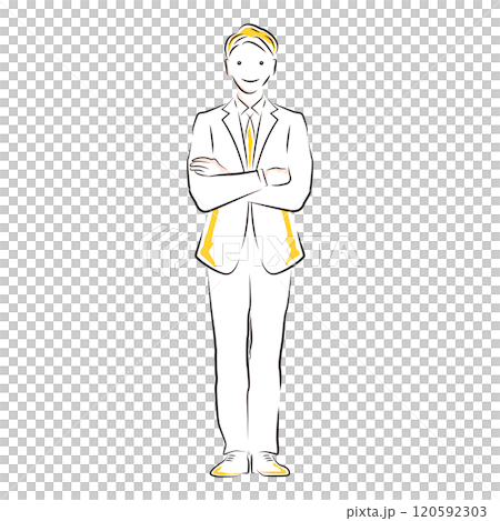 Illustration of a businessman posing with his arms folded 120592303