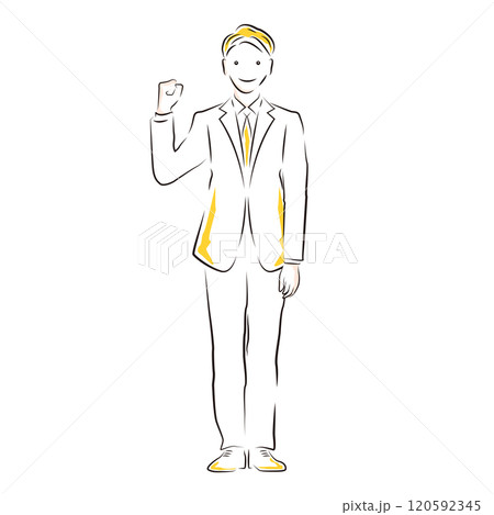 ガッツポーズをして頑張るビジネスマンのイラスト ガッツポーズをして頑張るビジネスマンのイラスト 120592345