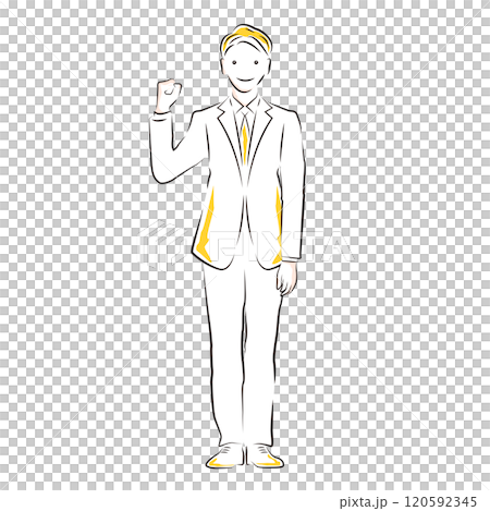 ガッツポーズをして頑張るビジネスマンのイラスト ガッツポーズをして頑張るビジネスマンのイラスト 120592345