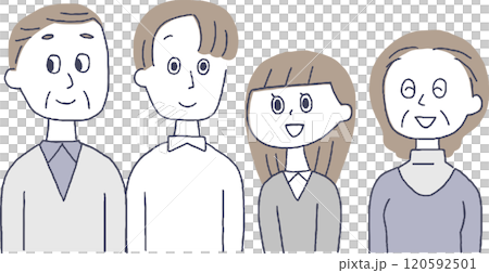 笑顔の若い夫婦とシニア夫婦 笑顔の若い夫婦とシニア夫婦 120592501