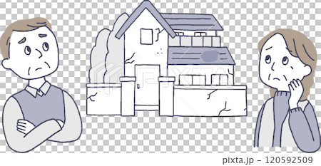 古くなった家について悩む老夫婦 古くなった家について悩む老夫婦 120592509