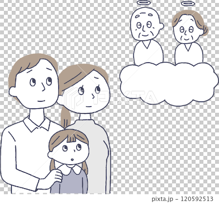 一家人為已故的祖父母哀悼 120592513