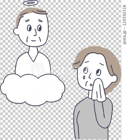 老婦人為過世的丈夫感到悲痛 120592516