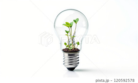 Innovative growth concept with plant inside light bulb 120592578