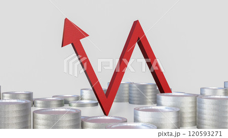 The red arrow and coins for Business concept 3d rendering. 120593271