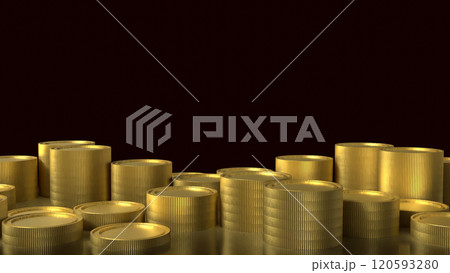 The gold coins on black background for Business concept 3d rendering. 120593280
