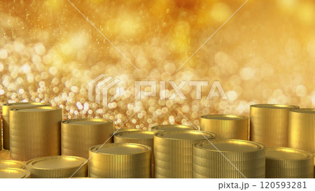 The gold coins on bokeh background for Business concept 3d rendering. 120593281