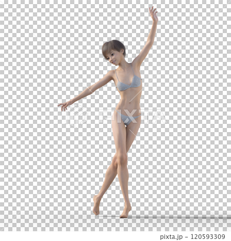ポーズする下着姿の女性　3DCG イラスト素材 120593309