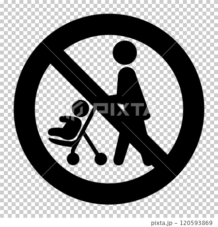 ベビーカー使用禁止の標識 120593869