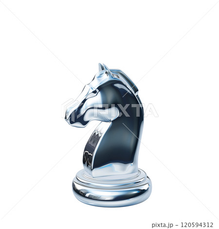 メタリックシルバーのチェスの駒(ナイト) 120594312