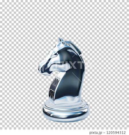 メタリックシルバーのチェスの駒(ナイト) 120594312