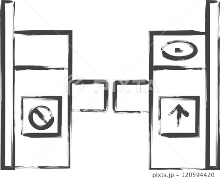 駅関連の筆書き単品アイコン　改札 120594420