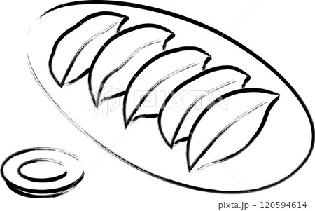 筆書き単品食べ物イラスト　餃子 120594614
