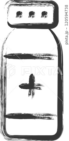 医療関連の筆書き単品イラスト　瓶 120594738