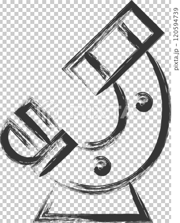 医療関連の筆書き単品イラスト　斜め顕微鏡 120594739