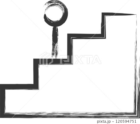 駅関連の筆書き単品イラスト　階段 120594751