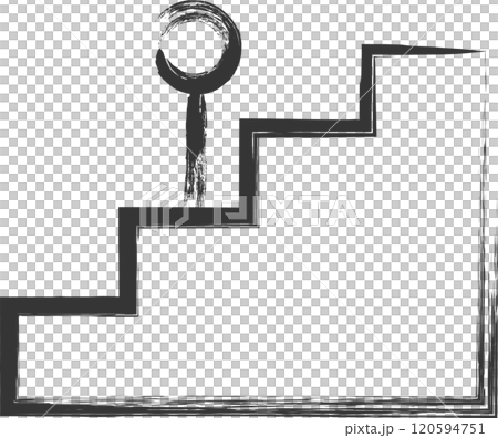 駅関連の筆書き単品イラスト　階段 120594751