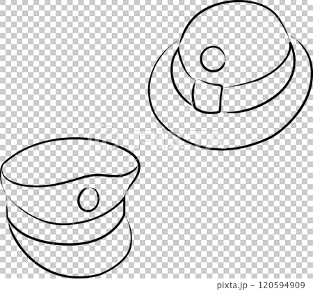 Hand-drawn station-related illustrations: Station staff hats Hand-drawn station-related illustrations: Station staff hats 120594909