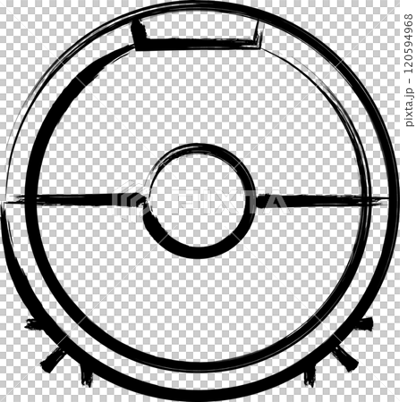 Brush-drawn home appliance illustration: Robot vacuum cleaner 120594968