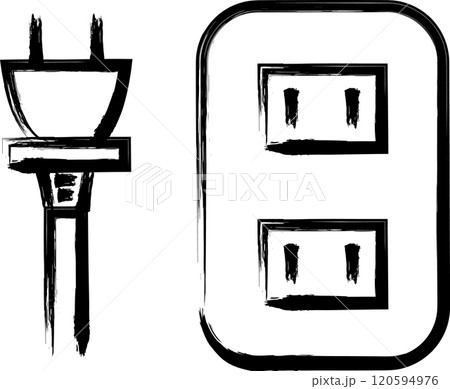 筆書き家電イラスト　コンセントプラグ 120594976