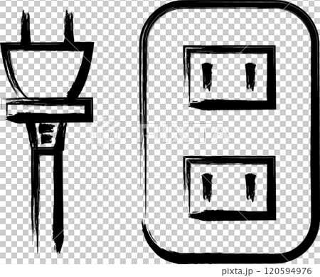 筆書き家電イラスト　コンセントプラグ 120594976
