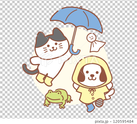 猫と犬の梅雨イラスト 猫と犬の梅雨イラスト 120595484