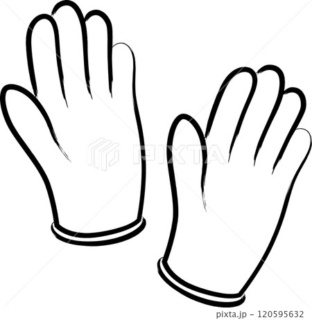 医療関連の筆書きイラストアイコン　ゴム手袋 120595632