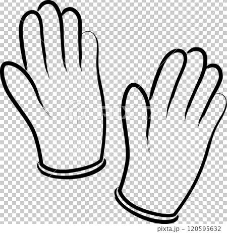 医療関連の筆書きイラストアイコン　ゴム手袋 120595632