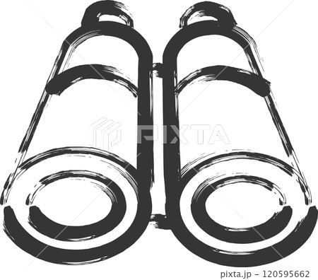 キャンプ関連の筆書きイラスト　双眼鏡 120595662