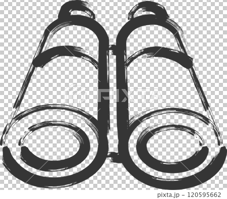 キャンプ関連の筆書きイラスト　双眼鏡 120595662