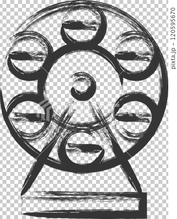 遊園地関連の筆書き単品イラスト　観覧車 120595670