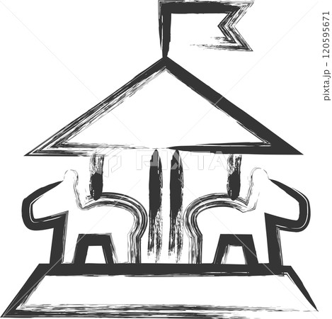 遊園地関連の筆書き単品イラスト　メリーゴーランド 120595671