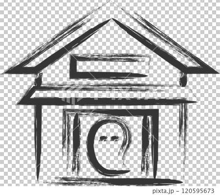 遊園地関連の筆書き単品イラスト　お化け屋敷 120595673