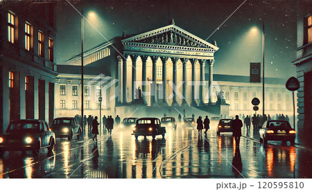 イルミネーションでライトアップされた通り 120595810