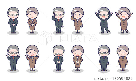 スーツ姿のシニア男女 01 120595829