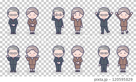 スーツ姿のシニア男女 01 120595829