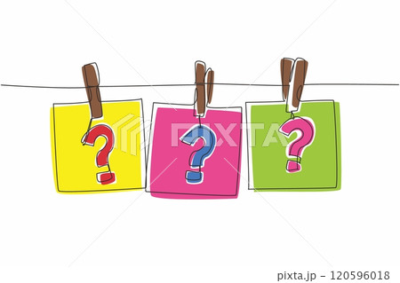 National Trivia Day. Reminders note paper with question mark written inside, hanging with cloth pin on clothesline. Celebrating annual event concept. Vector design illustration art. National Trivia Day. Reminders note paper with question mark written inside, hanging with cloth pin on clothesline. Celebrating annual event concept. Vector design illustration art. 120596018
