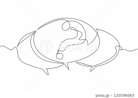 Single line drawing of callouts with question mark inside. National Trivia Day. Trivia games train the brain and expose to new information, improve cognitive skill, problem solving, creativity, memory 120596065