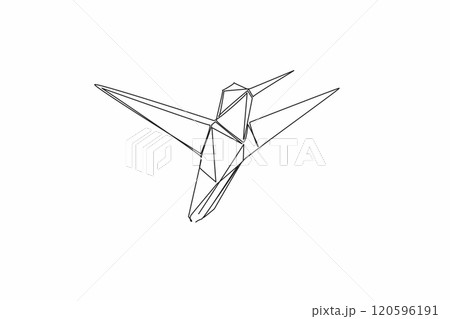 National Bird Day. One single line drawing of cute creative hummingbird origami paper. DIY, do it yourself concept. Adorable colibri bird paper craft for kids. Vector illustration graphic art design National Bird Day. One single line drawing of cute creative hummingbird origami paper. DIY, do it yourself concept. Adorable colibri bird paper craft for kids. Vector illustration graphic art design 120596191