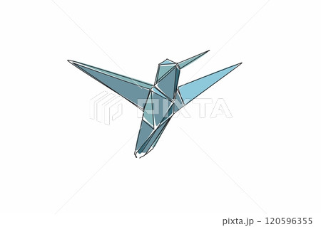 National Bird Day. One single line drawing of cute creative hummingbird origami paper. DIY, do it yourself concept. Adorable colibri bird paper craft for kids. Vector illustration graphic art design National Bird Day. One single line drawing of cute creative hummingbird origami paper. DIY, do it yourself concept. Adorable colibri bird paper craft for kids. Vector illustration graphic art design 120596355