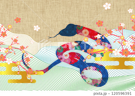 巳　年賀状　干支　背景	 120596391