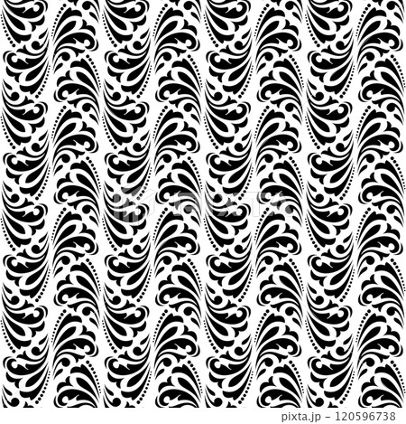 Flower geometric pattern. Seamless vector background. White and black ornament. Flower geometric pattern. Seamless vector background. White and black ornament. 120596738