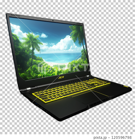 配備 RGB 鍵盤和熱帶島嶼顯示器的遊戲筆記型電腦 120596798