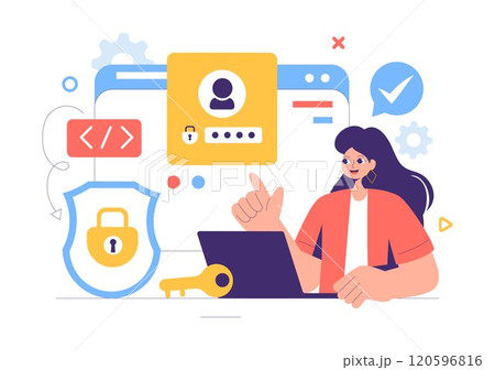 Cyber Security Vector Illustration of Data Protection, Safety Measures, and Secure Systems for Networks, Internet, and Backup Servers in a Background Cyber Security Vector Illustration of Data Protection, Safety Measures, and Secure Systems for Networks, Internet, and Backup Servers in a Background 120596816