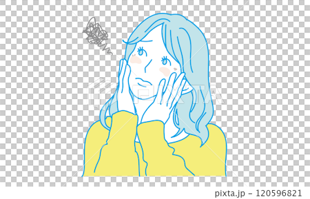 患有臉部皮膚問題的女性的簡單說明 120596821